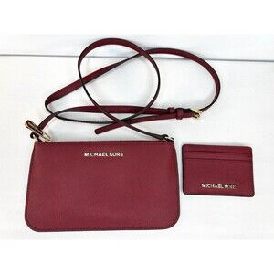 Michael Kors Jet Set Crossbody Shoulder Bag And Wallet Merlot Red